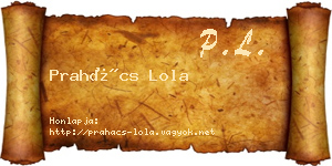 Prahács Lola névjegykártya